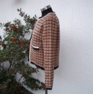 Kort Stickad Rutmönstrad Jacka Kamelbrun Svart