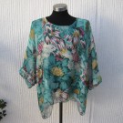 Turkos Blommig Silkeblus