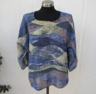 Blå Mönstrad Bomullsblus