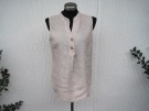 Beige Ärmlös Linneblus. Made in Italy