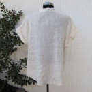 Beige V-ringad Linneblus Med Färgade Dekorsömmar