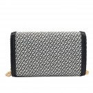 Svart liten mönstrad kuvertväska clutch med axelrem kedja