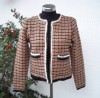 Kort Stickad Rutmönstrad Jacka