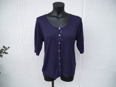 Stickad Mörkblå Kortärmad Kofta SUNNY Ze-Ze