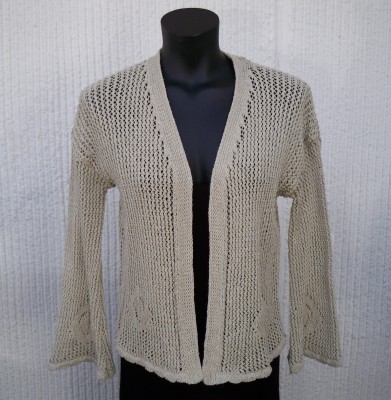 Beige Stickad Bomullskofta