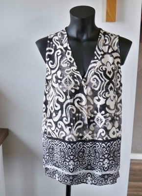 Svart Mönstrad Ärmlös Blus