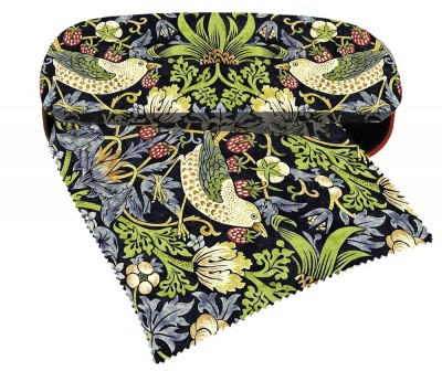 Hårt Glasögonfodral med putsduk. William Morris Strawberry Thief