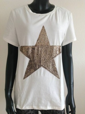 T-shirt med bronsfärgade paljetter