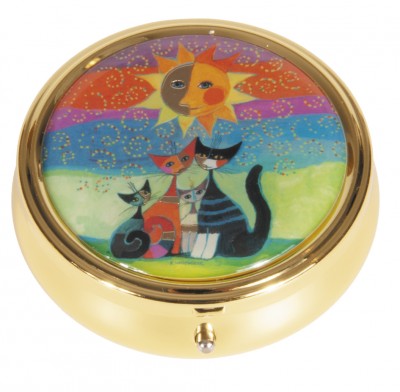 Rund Pillerask med konstmotiv Katter Rosina Wachtmeisters
