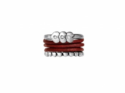 Dansk Smykkekunst Ring Kelly Röd/Silver