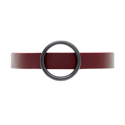 Vinrött Läderarmband Med Hematitdetalj THORDIS RING Dansk Smykkekunst