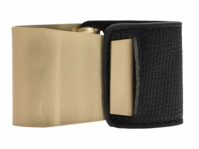 Svart Läderarmband med gulddetalj  Dansk Smykkekunst