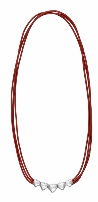 Dansk Smykkekunst läderhalsband Kelly Rött/silver