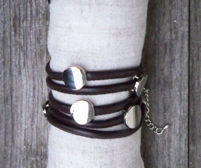 Mörkbrunt Läderarmband Rundel OCK Sweden
