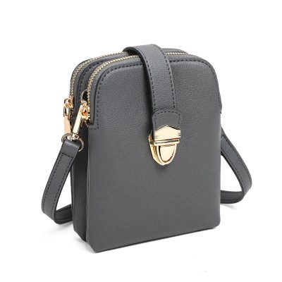 Grå liten axelremsväska mobilväska