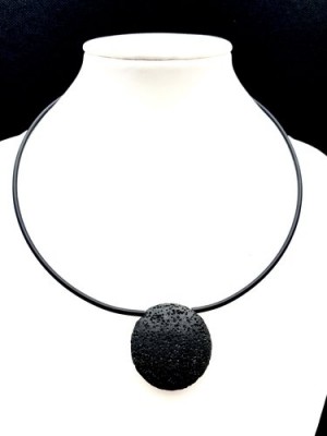Halsband  Svart Choker med lavasten