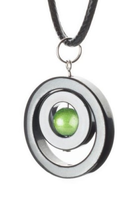 Halsband Hematit Med Grön Pärla Cornelia Magnani Smyckesdesign