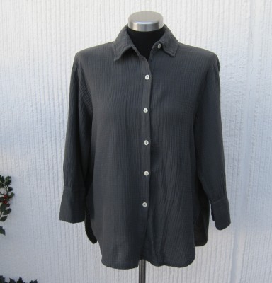 Mörkt Grå Muslinblus