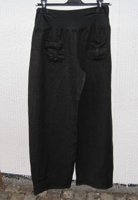 Svarta Lätta Linnebyxor Med Vida Ben