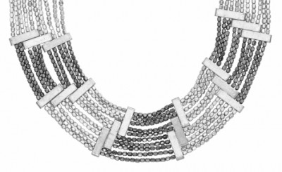 Halsband Hematit/Silverpläterade Pärlor Magda Dansk Smykkekunst