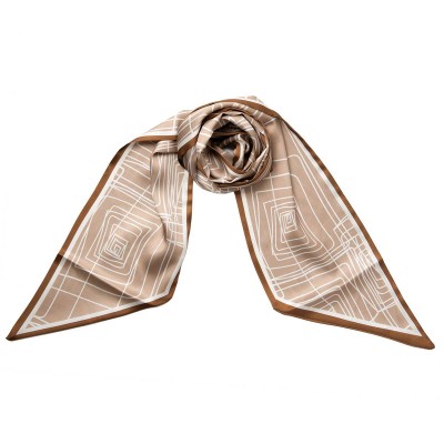 Smal beige scarf med grafiskt mönster