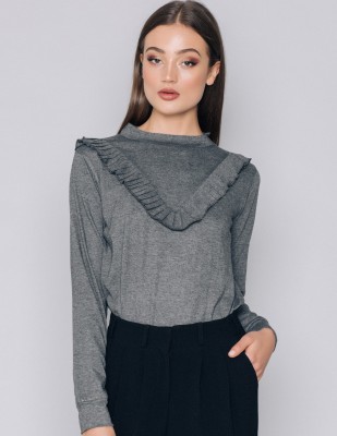 Grå Tröja Simone Frill Top Rut & Circle